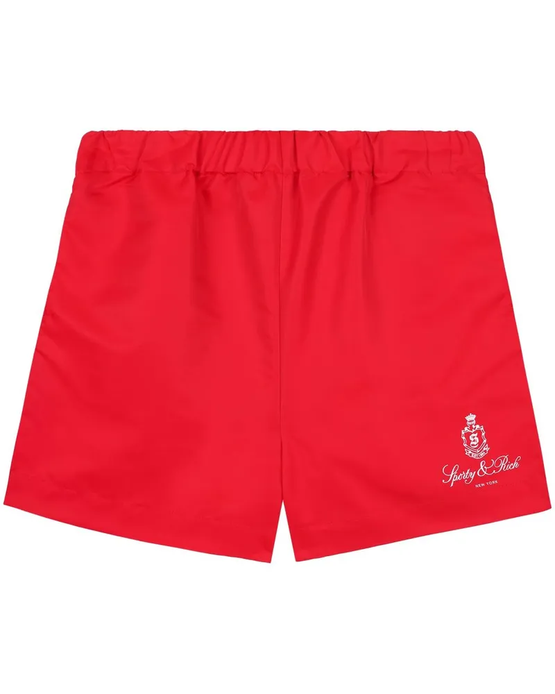 SPORTY & RICH Vendome Shorts mit Logo-Print - Rot Rot