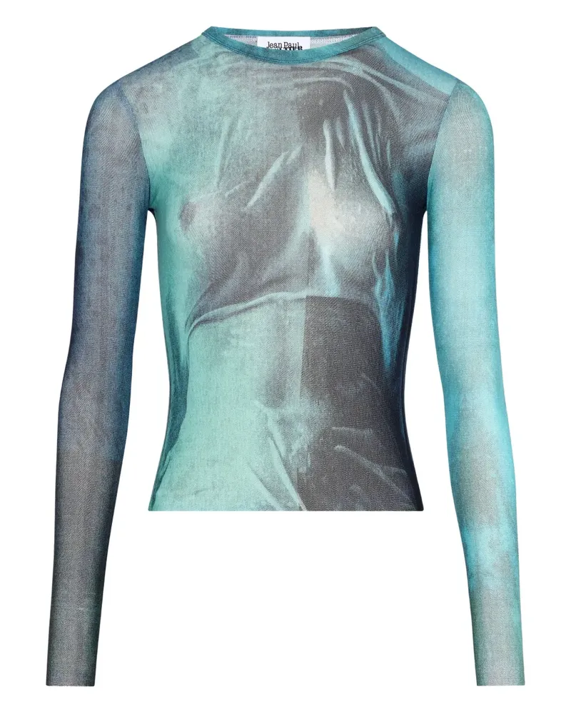Jean Paul Gaultier Langarmshirt mit Wasser-Print - Blau Blau
