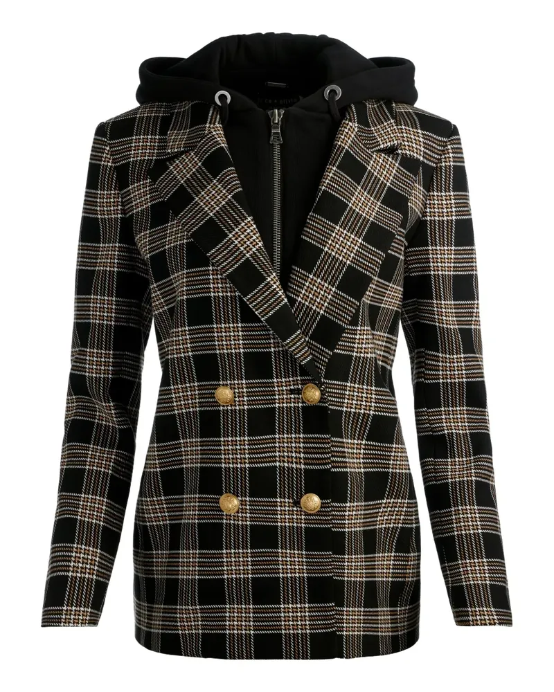 Alice + Olivia Doppelreihige Jordan Jacke mit Karo - Schwarz Schwarz