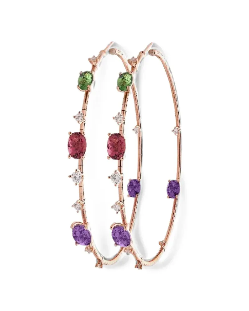 Mattia Cielo multi-stone hoop earrings - Rosa Rosa