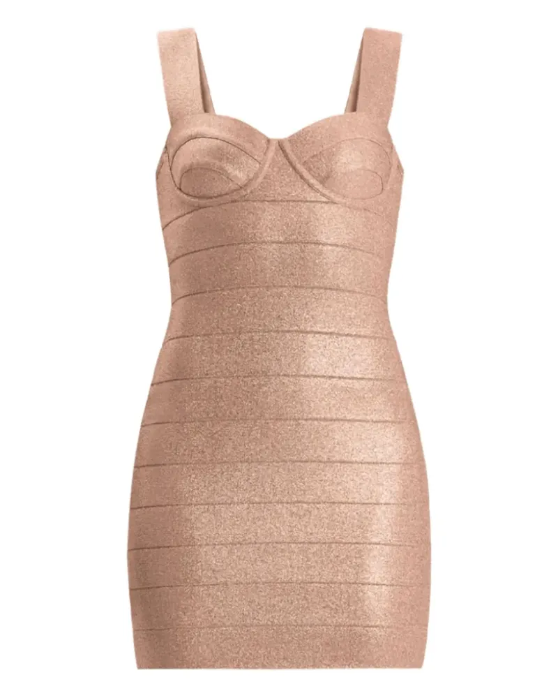 Hervé Léger metallic-effect mini dress - Gold Gold