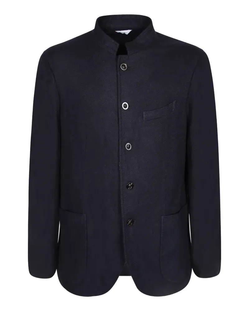 Boglioli Stehkragen-Blazer mit Fischgrätenmuster - Blau Blau