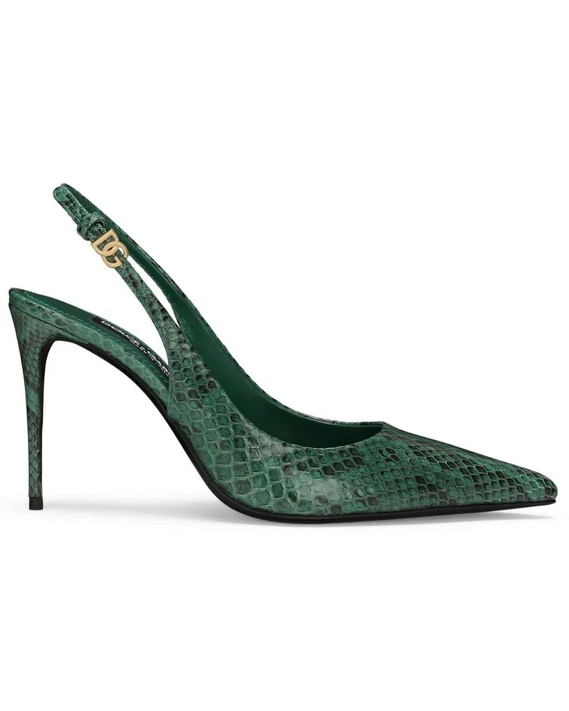 Dolce & Gabbana Lollo Slingback-Pumps mit Schlangen-Effekt 90mm - Grün Grün