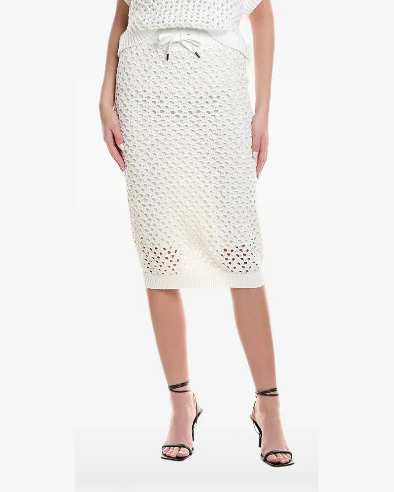 Brunello Cucinelli crochet drawstring midi skirt - Weiß Weiß