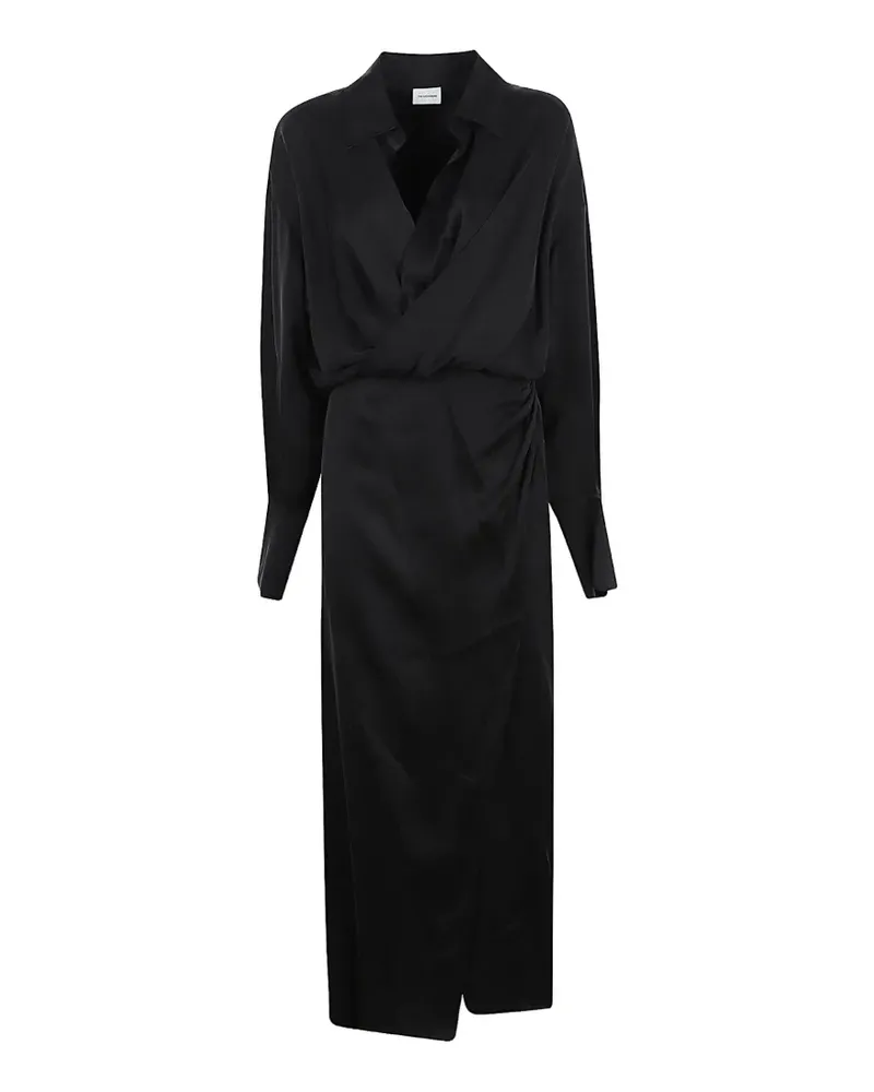 ANDAMANE draped-detail long-sleeve midi dress - Schwarz Schwarz