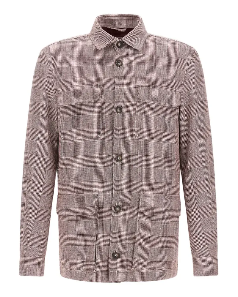 Herno Karierte Leinenjacke mit Taschendetail - Rot Rot