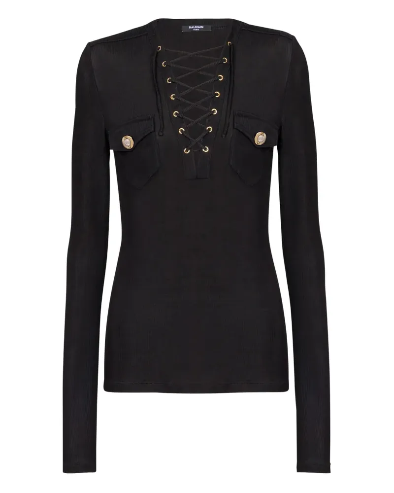 Balmain Langärmeliges Oberteil - Schwarz Schwarz