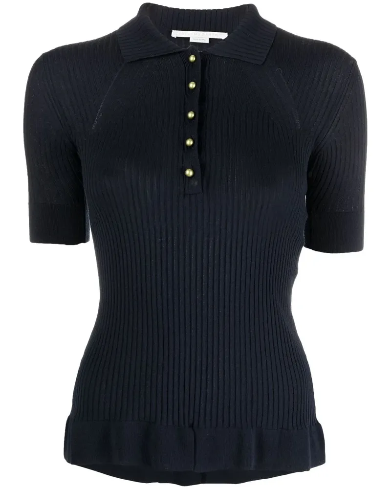 Stella McCartney Poloshirt aus geripptem Strick - Blau Blau