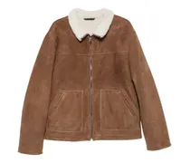 Wildlederjacke mit Shearling-Kragen - Braun