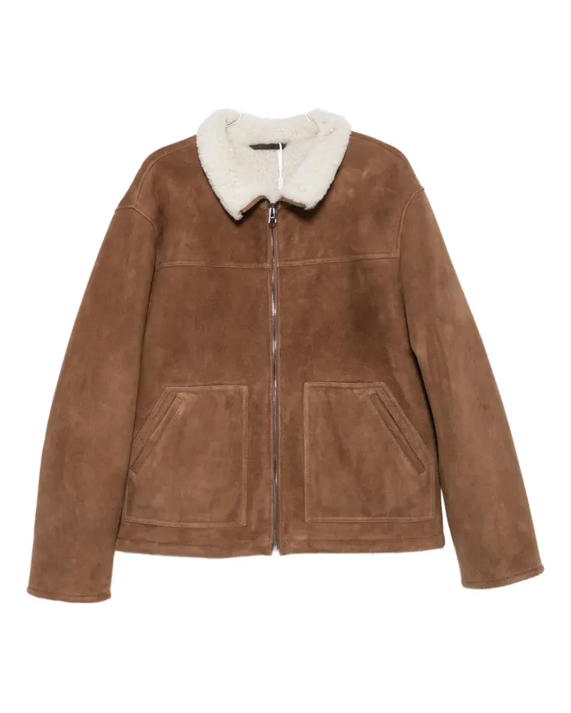 Manzoni 24 shearling-collar suede jacket - Braun Braun