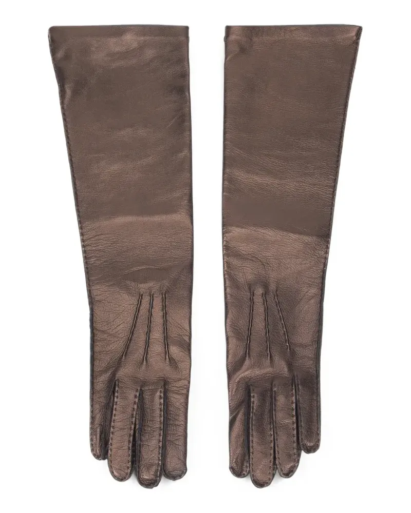 Alberta Ferretti Lange Handschuhe aus Leder - Braun Braun