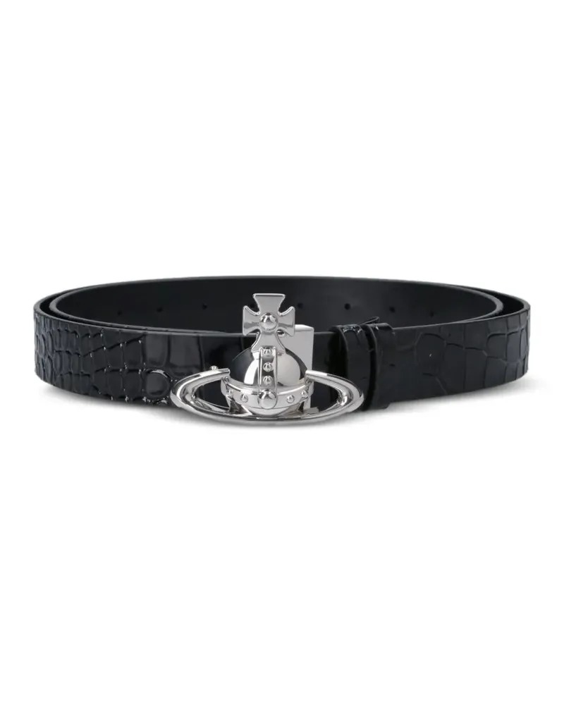 Vivienne Westwood Orb-plaque croc-effect belt - Schwarz Schwarz