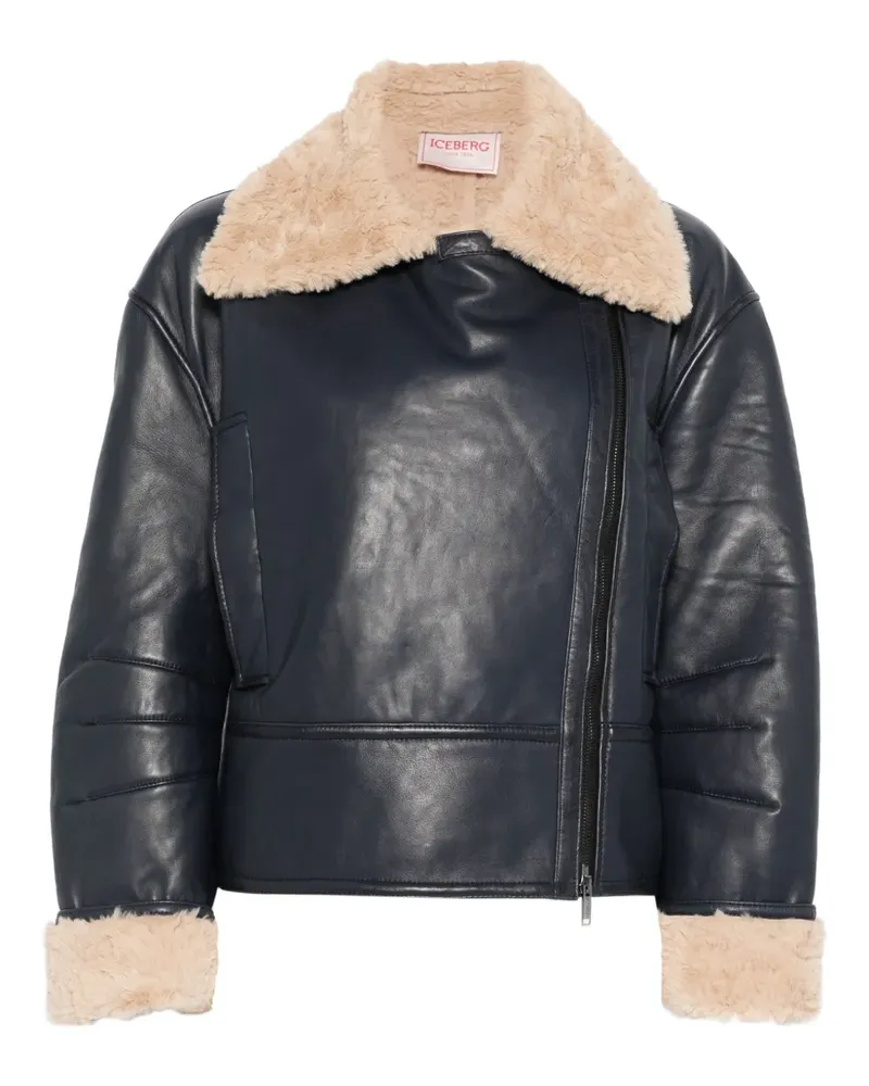 Iceberg fur-collar leather jacket - Blau Blau
