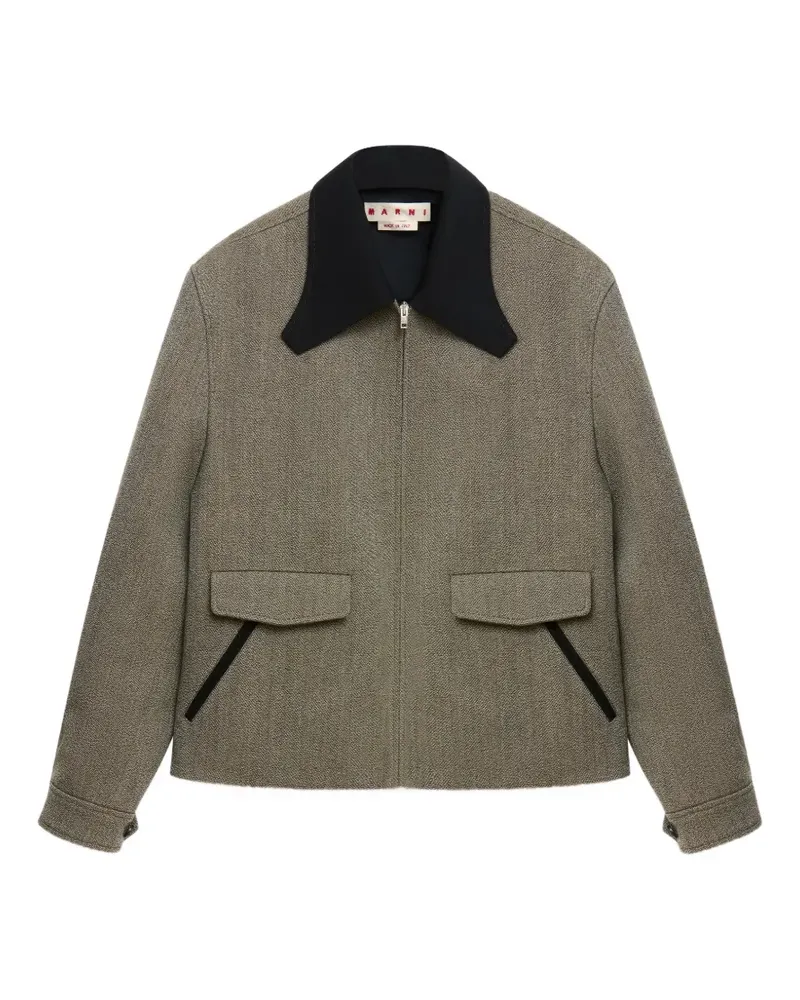 Marni Tweed-Jacke mit skulpturalem Kragen in Taupe - Grau Grau