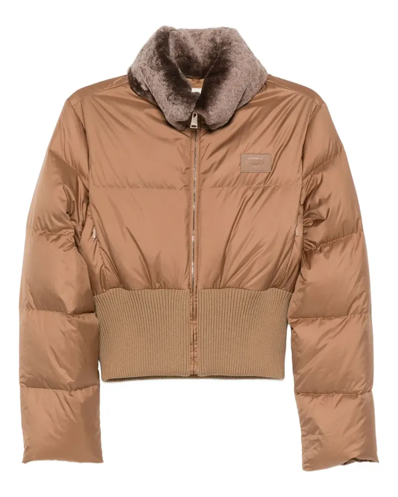 Fendi Gefütterte Jacke mit Shearling-Kragen - Braun Braun