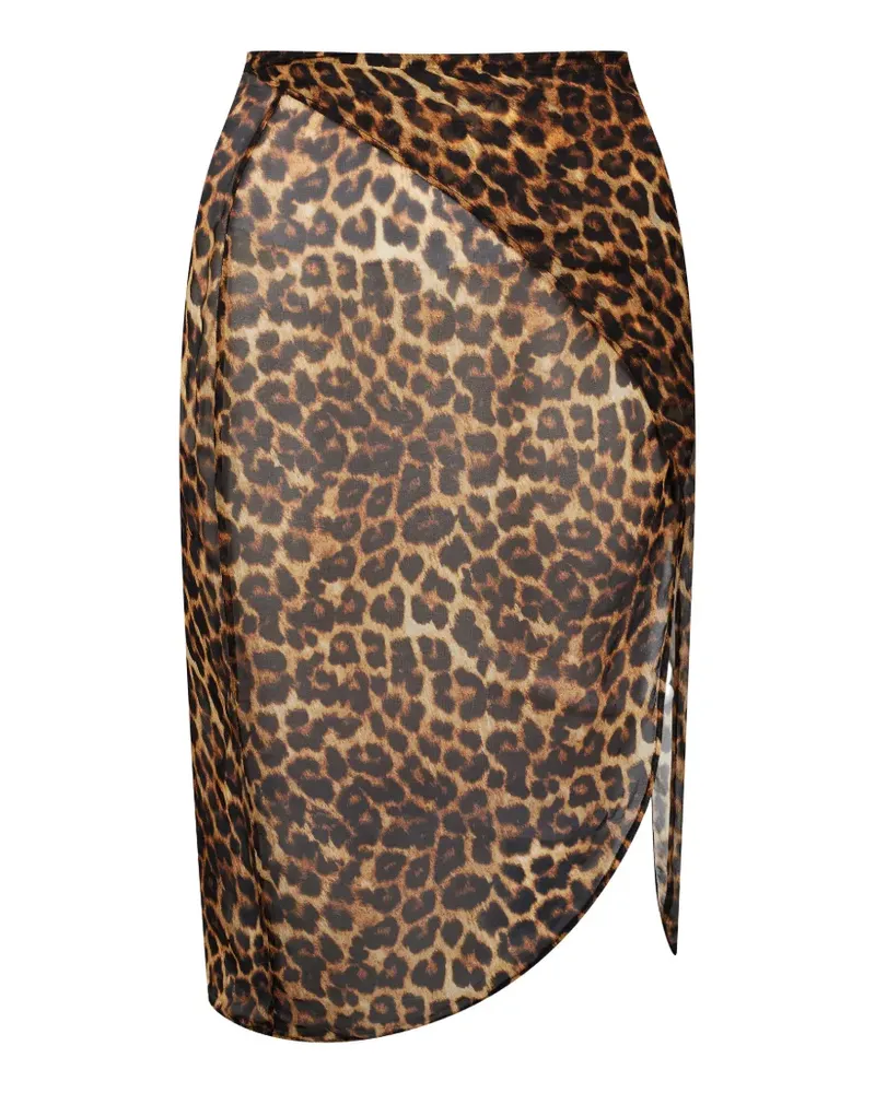 Maison Close Safari leopard-print mini wrap skirt - Braun Braun