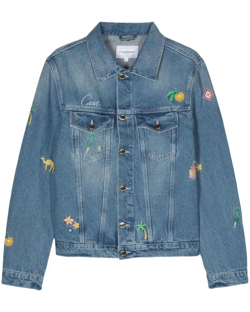 Casablanca Paris Bestickte Jeansjacke - Blau Blau