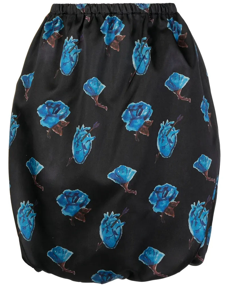 Undercover Seidenrock mit Blumen-Print - Schwarz Schwarz