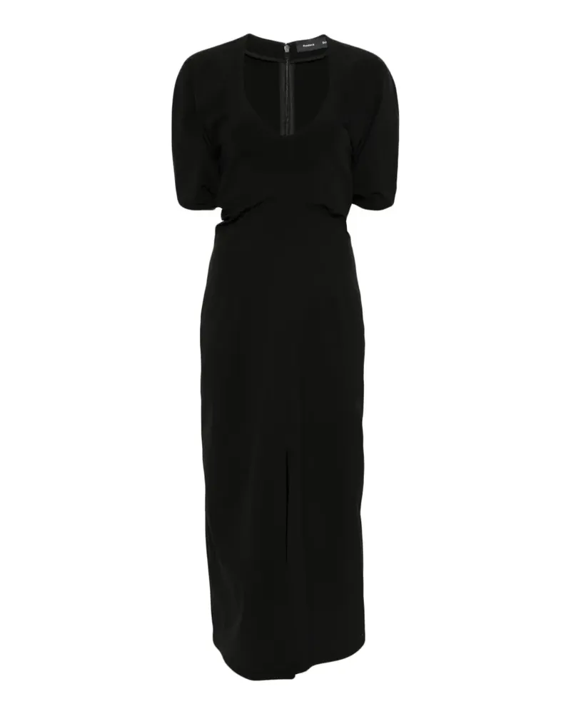 Proenza Schouler Midikleid mit Puffärmeln und Schlitz - Schwarz Schwarz