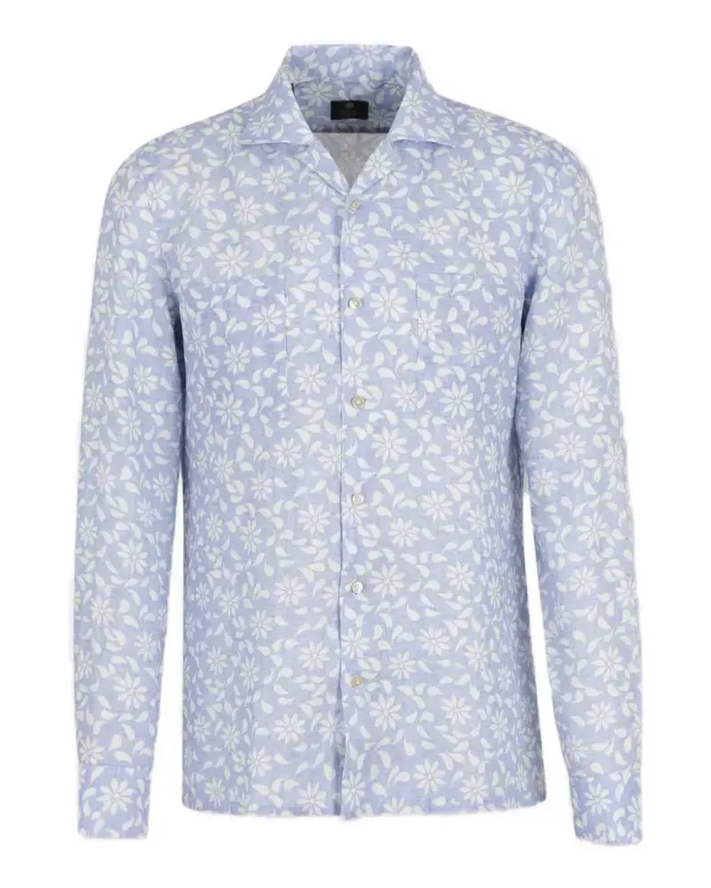 Luigi Borrelli floral-print long-sleeved shirt - Blau Blau