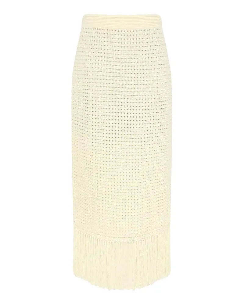 Zimmermann Indra fringe-trimmed midi skirt - Nude Nude