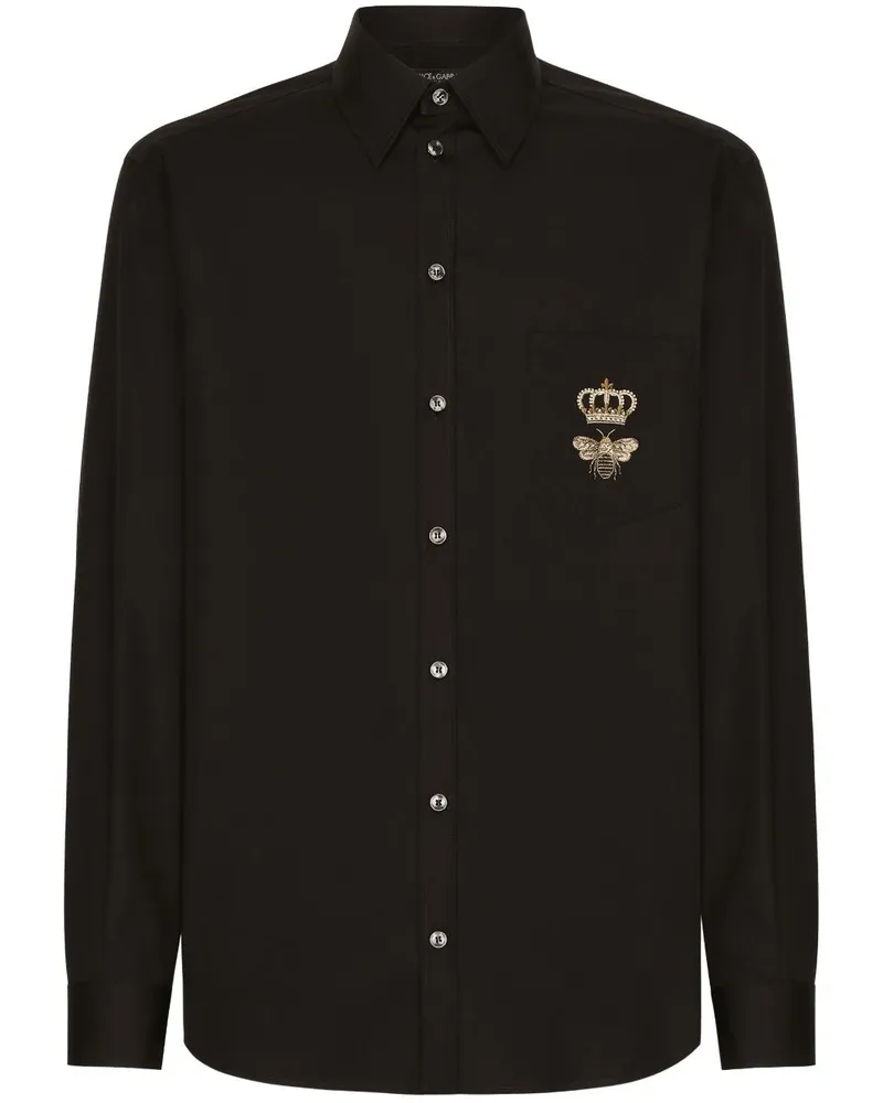 Dolce & Gabbana Hemd mit Logo-Stickerei - Schwarz Schwarz