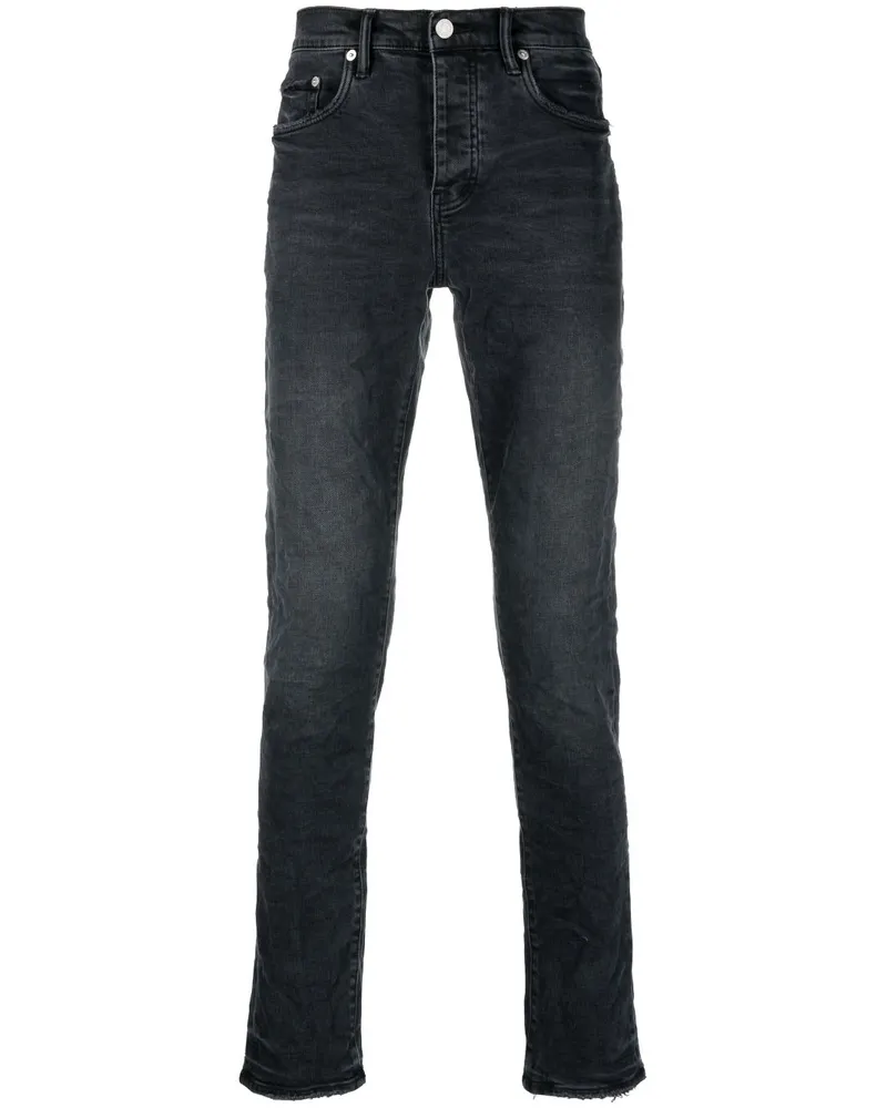 PURPLE BRAND Straight-Leg-Jeans mit Logo-Patch - Schwarz Schwarz