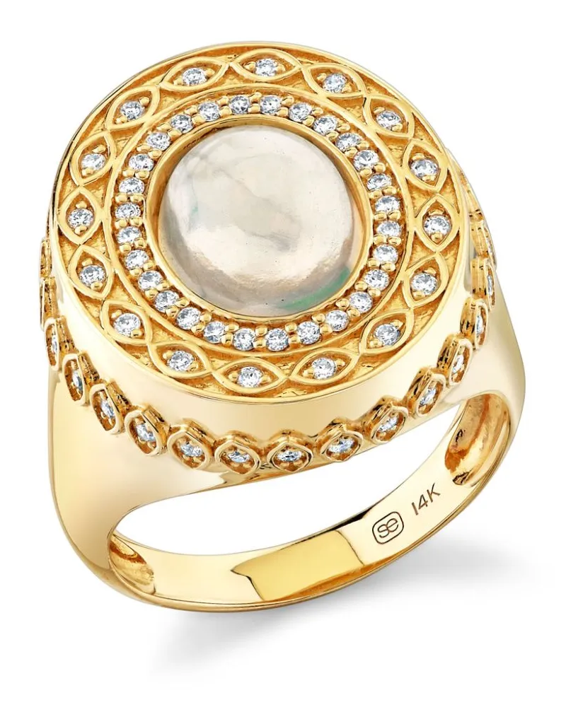 Sydney Evan 14kt Marquise Eye Gelbgold-Siegelring mit Diamanten Gold