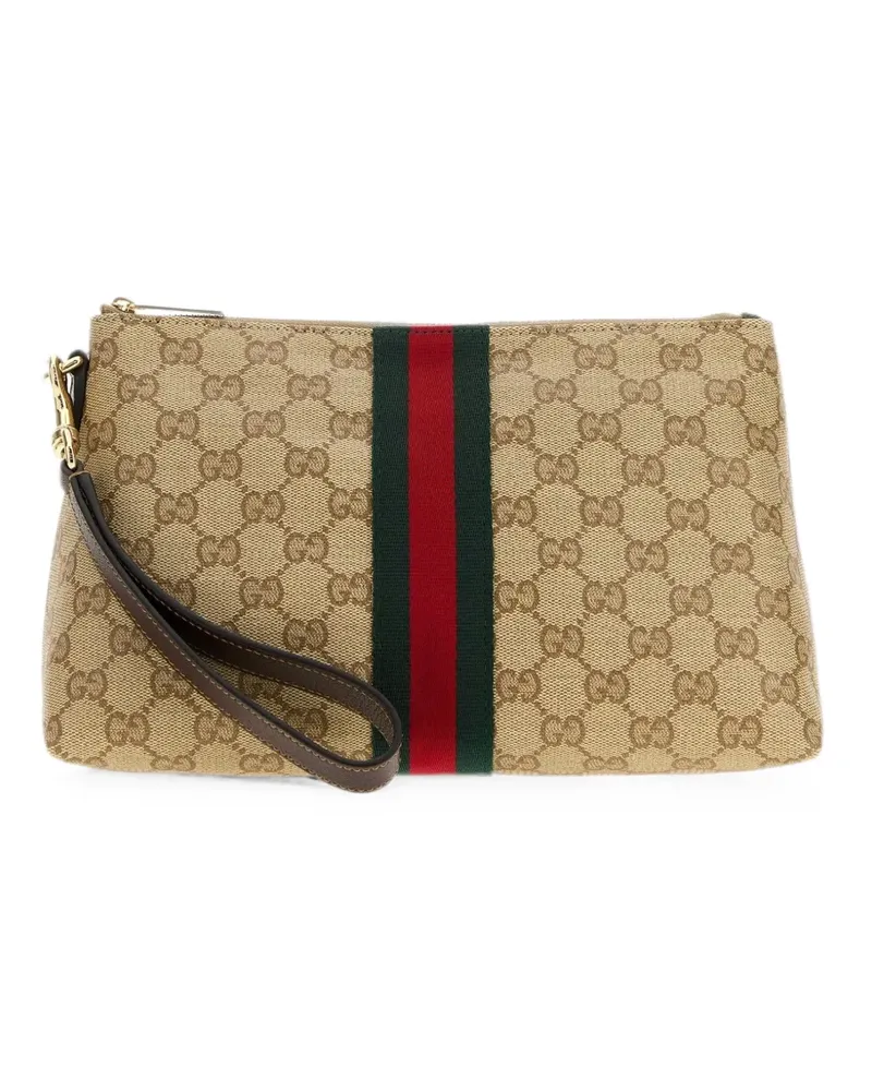 Gucci Kleine GG Clutch mit Web - Nude Nude