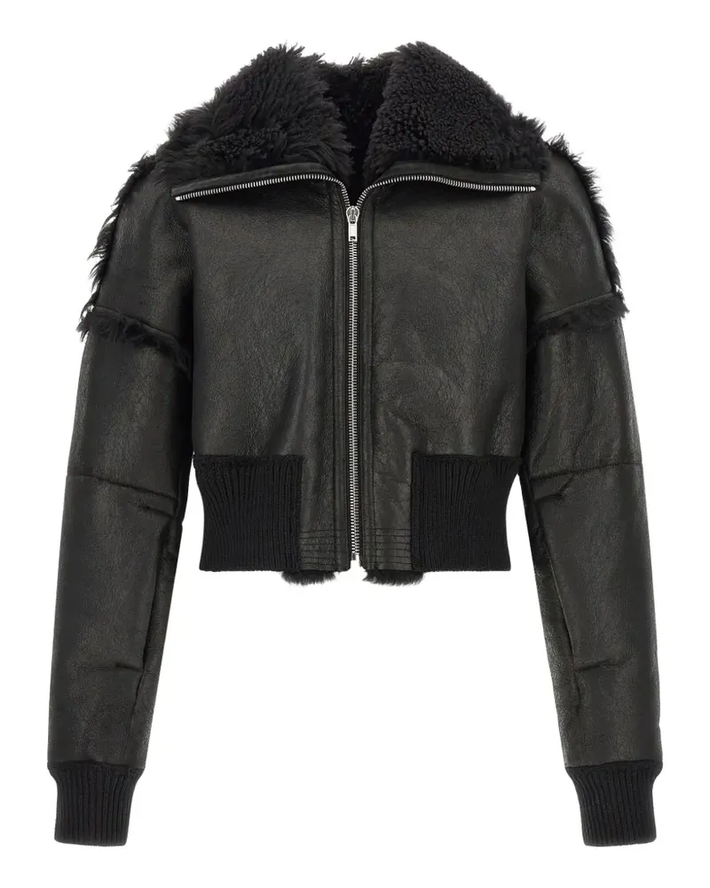 Rick Owens Flight Jit Cropped Bomberjacke mit Shearling-Futter - Schwarz Schwarz