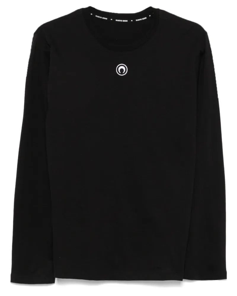 Marine Serre T-Shirt mit Mond-Logo - Schwarz Schwarz