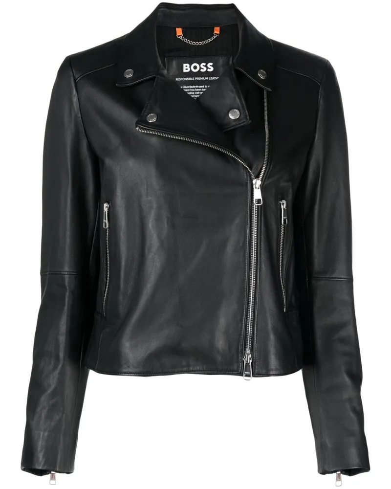 HUGO BOSS Klassische Bikerjacke - Schwarz Schwarz
