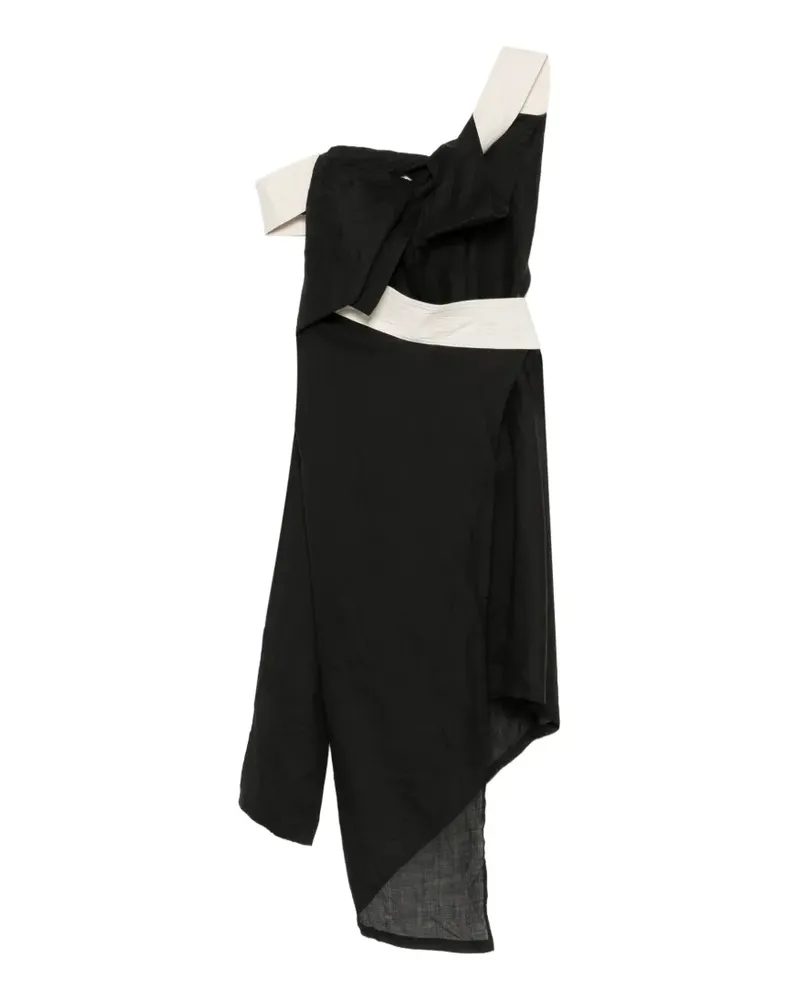 Yohji Yamamoto Kleid in Colour-Block-Optik - Schwarz Schwarz