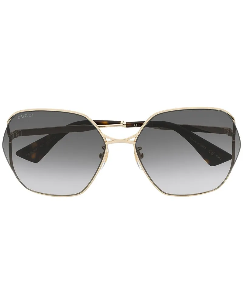 Gucci Sonnenbrille mit ovalem Gestell - Gold Gold