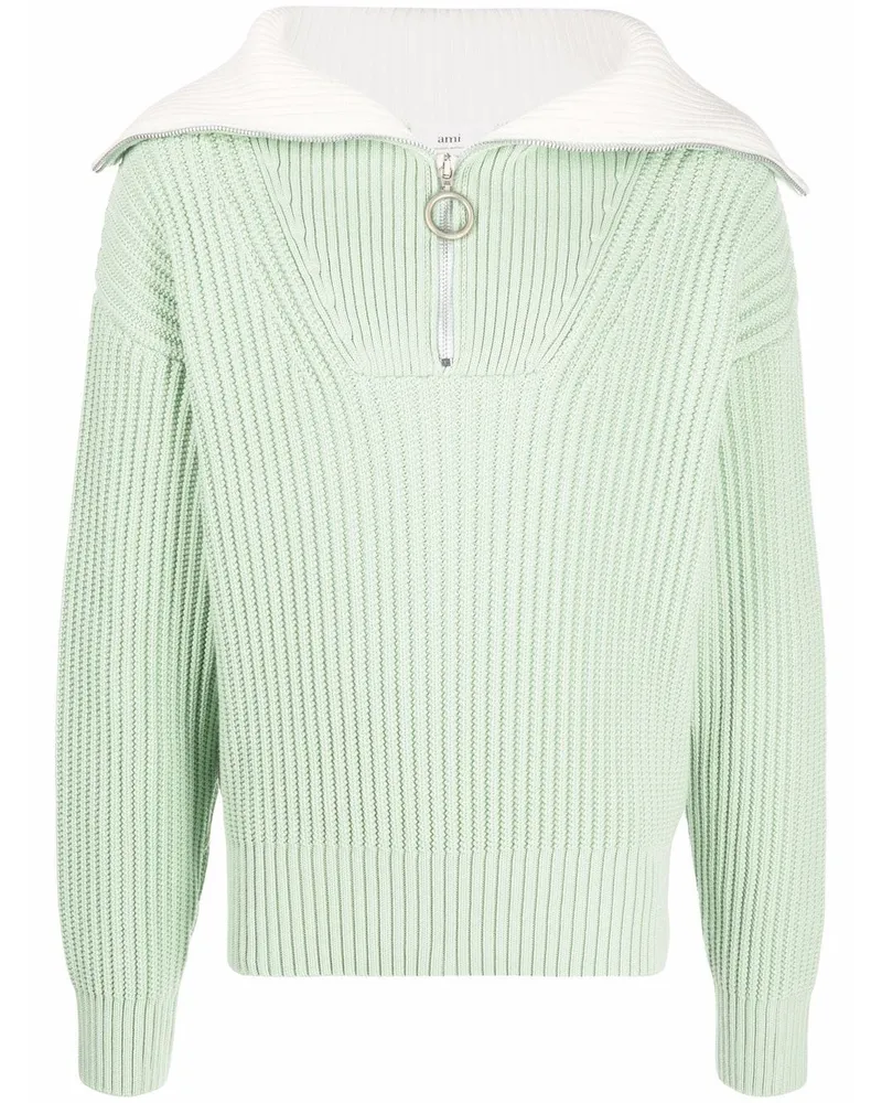 AMI Paris Pullover mit Reißverschlusskragen - Grün Grün