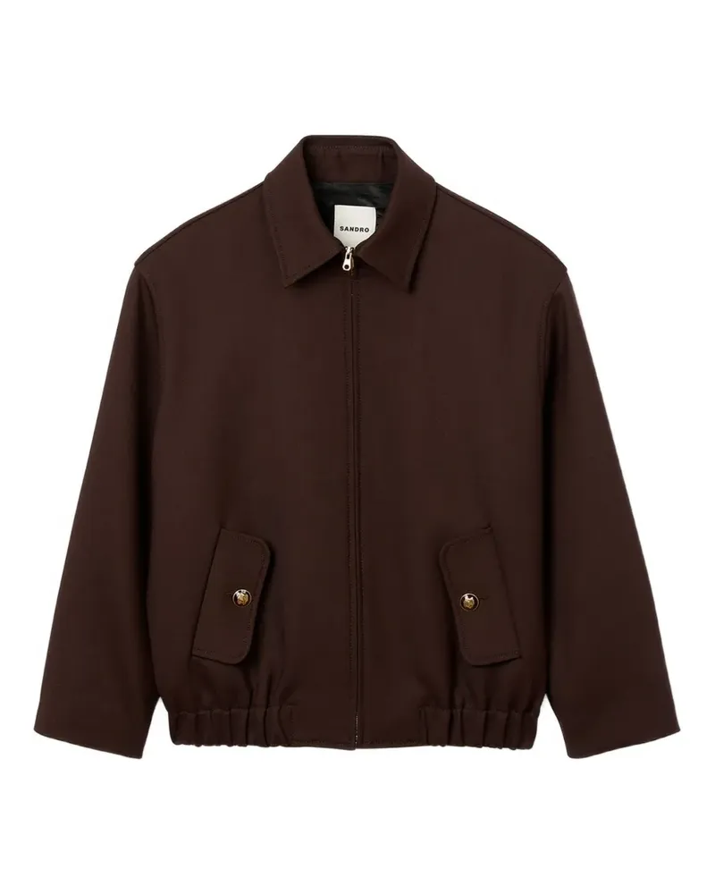 Sandro Reißverschluss-Jacke mit elastischem Saum - Braun Braun