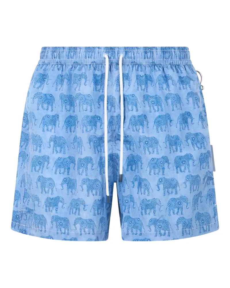 Fedeli elephant-print drawstring swim shorts - Blau Blau