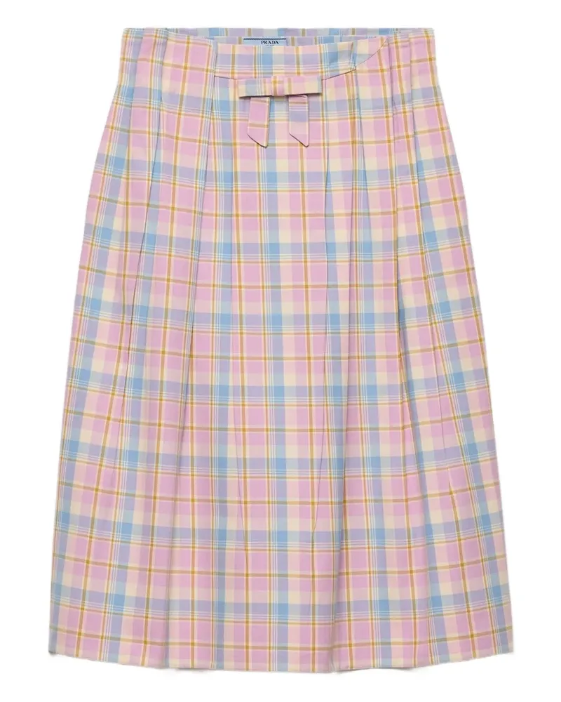 Prada Karierter Midirock mit Schleifendetail - Rosa Rosa