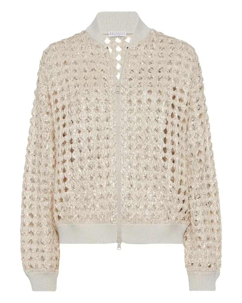 Brunello Cucinelli Gehäkelte Jacke mit Reißverschluss - Nude Nude