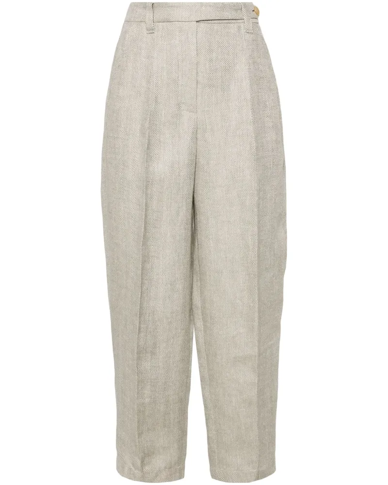 Brunello Cucinelli Tapered-Hose aus Leinen - Grau Grau