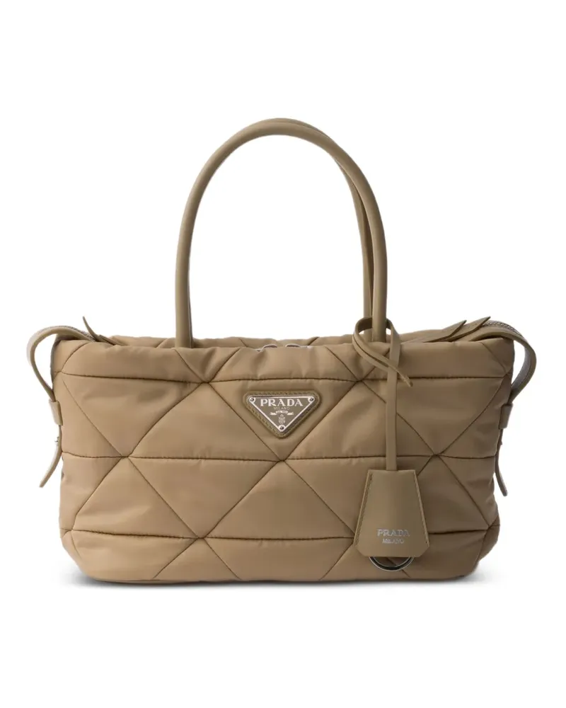 Prada Mittelgroße gepolsterte Re-Nylon Tote Bag - Braun Braun