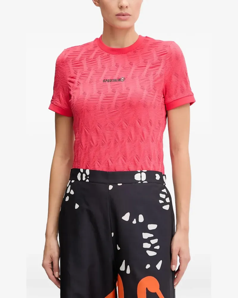 Sportalm Texturiertes T-Shirt mit Logo-Schild - Rot Rot