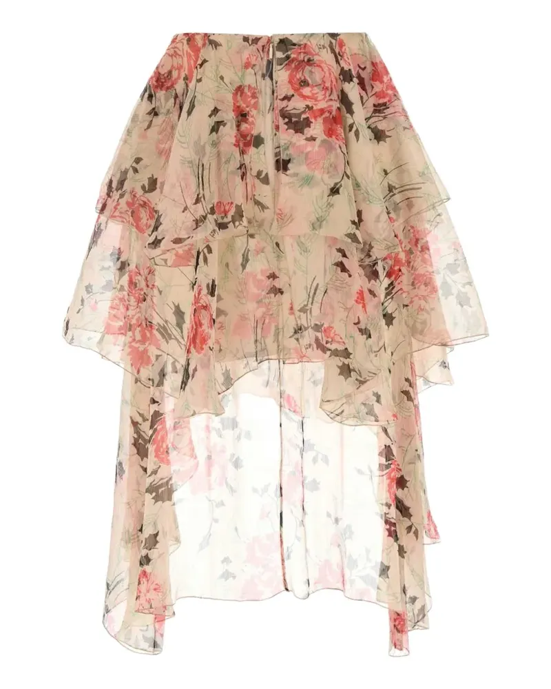 Loewe flower-pattern asymmetric skirt - Nude Nude