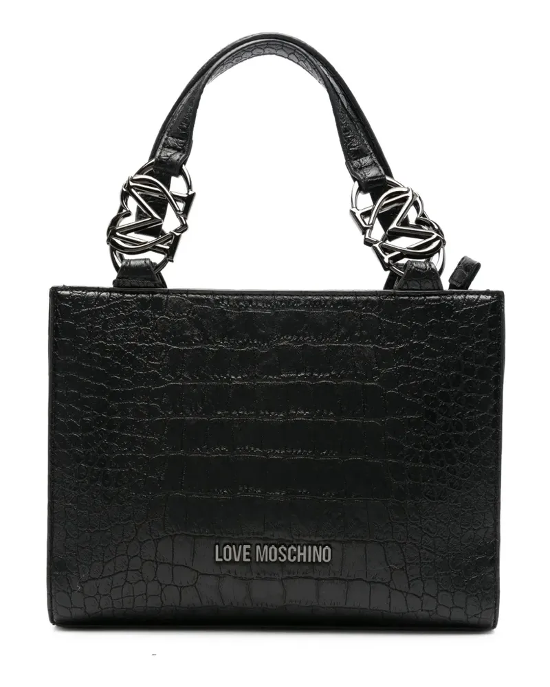 Moschino Tote Bag mit Kroko-Optik - Schwarz Schwarz