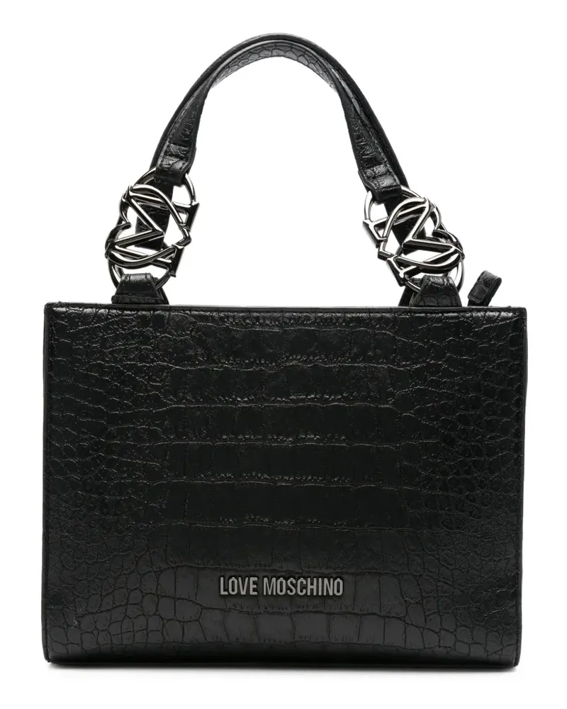 Moschino Tote Bag mit Kroko-Optik - Schwarz Schwarz