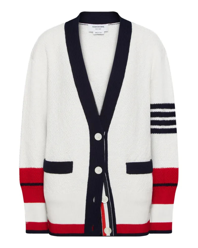 Thom Browne Tennis Racquet intarsia cardigan - Weiß Weiß