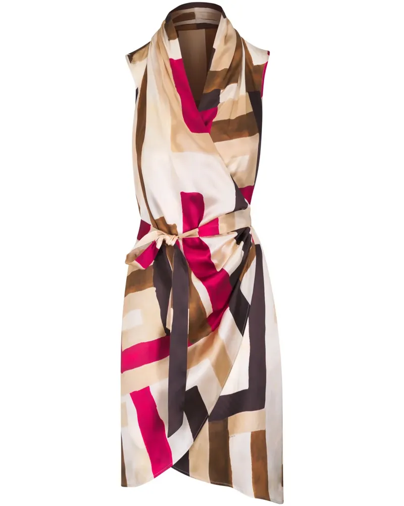 Kiton Seidenkleid mit geometrischem Print - Nude Nude