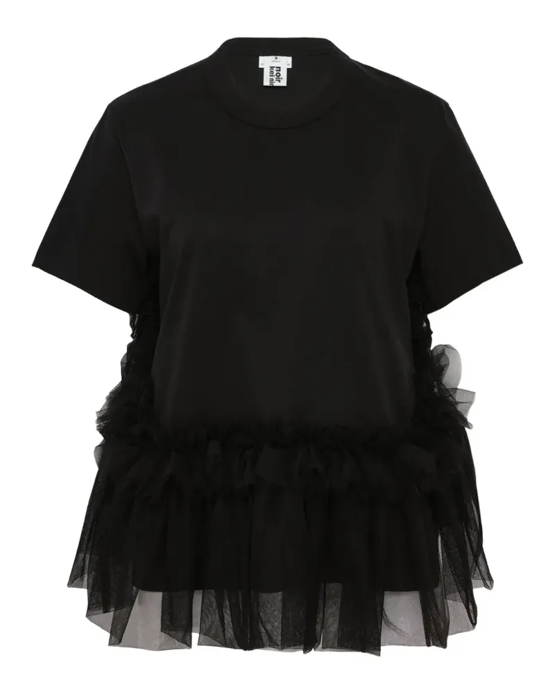 Noir Kei Ninomiya T-Shirt mit Rüschen - Schwarz Schwarz