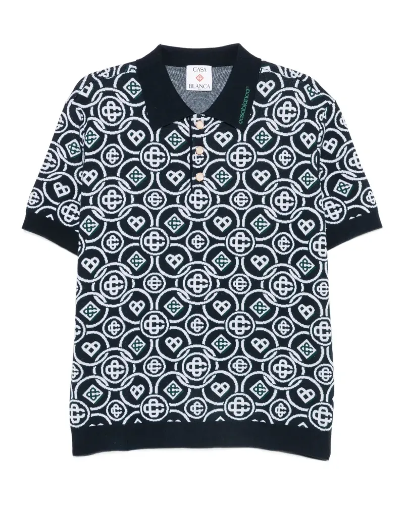 Casablanca Paris Poloshirt mit Monogramm-Print - Blau Blau