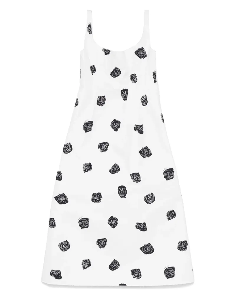 Marni Midikleid mit Rosen-Print - Weiß Weiß